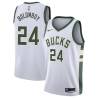 White Joel Bolomboy Bucks #24 Twill Basketball Jersey FREE SHIPPING