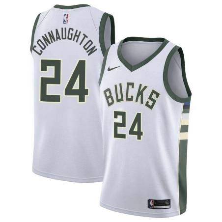 White Pat Connaughton Bucks #24 Twill Basketball Jersey FREE SHIPPING