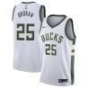 White Gary Brokaw Bucks #25 Twill Basketball Jersey FREE SHIPPING