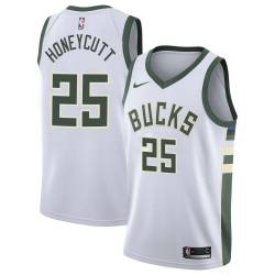 White Jerald Honeycutt Bucks #25 Twill Basketball Jersey FREE SHIPPING