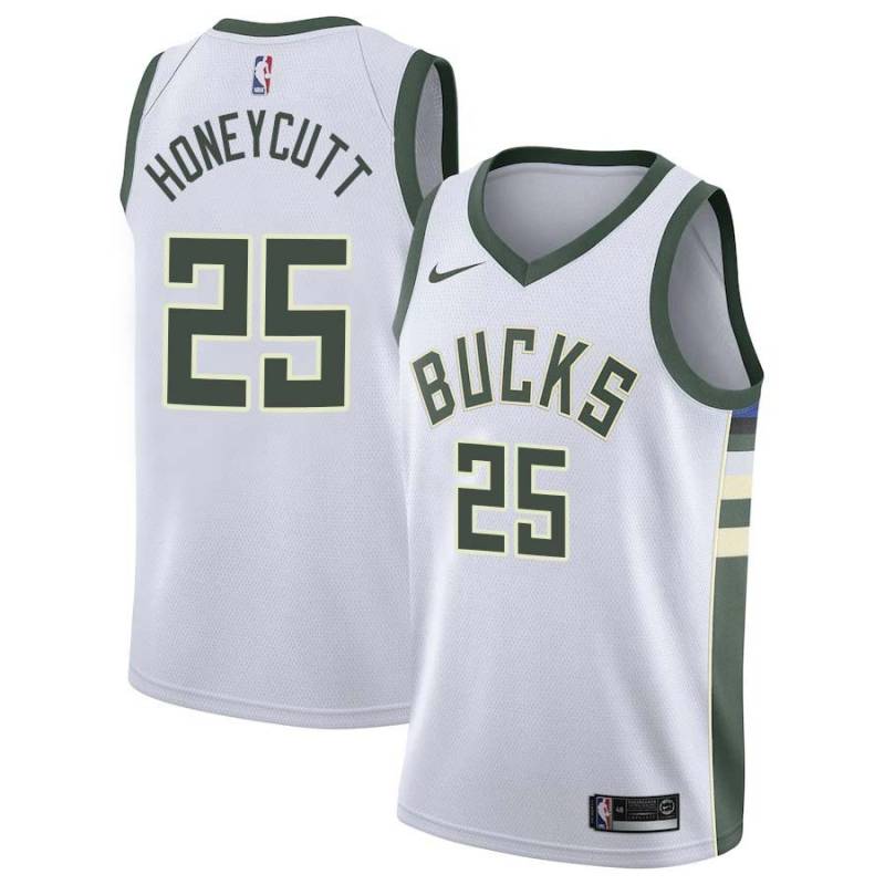 White Jerald Honeycutt Bucks #25 Twill Basketball Jersey FREE SHIPPING