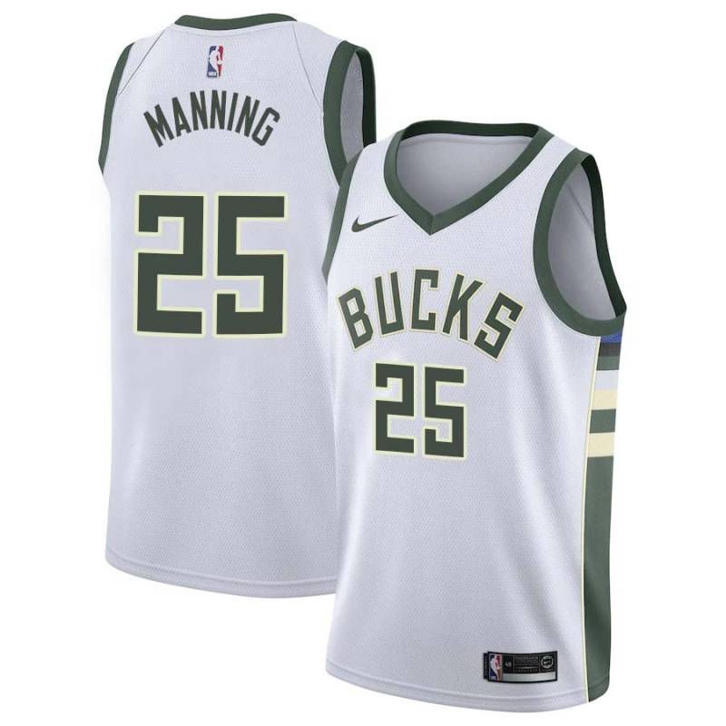 White Danny Manning Bucks #25 Twill Basketball Jersey FREE SHIPPING