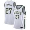 White Zaza Pachulia Bucks #27 Twill Basketball Jersey FREE SHIPPING