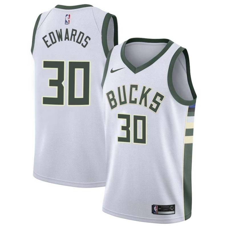 White Blue Edwards Bucks #30 Twill Basketball Jersey FREE SHIPPING