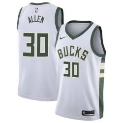 White Malik Allen Bucks #30 Twill Basketball Jersey FREE SHIPPING