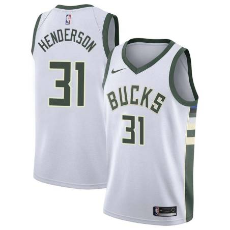 White Cedric Henderson Bucks #31 Twill Basketball Jersey FREE SHIPPING