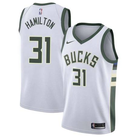 White Zendon Hamilton Bucks #31 Twill Basketball Jersey FREE SHIPPING