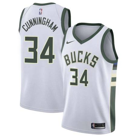 White Dick Cunningham Bucks #34 Twill Basketball Jersey FREE SHIPPING