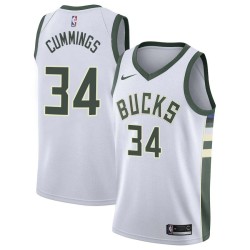 White Terry Cummings Bucks #34 Twill Basketball Jersey FREE SHIPPING