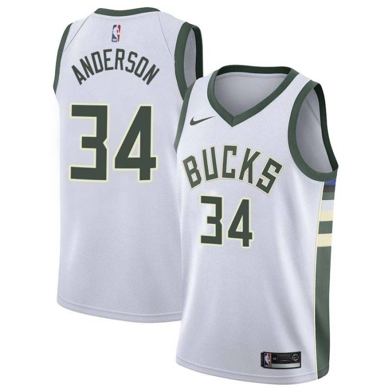 White Greg Anderson Bucks #34 Twill Basketball Jersey FREE SHIPPING