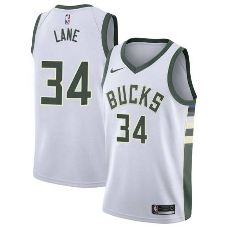 White Jerome Lane Bucks #34 Twill Basketball Jersey FREE SHIPPING