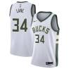 White Jerome Lane Bucks #34 Twill Basketball Jersey FREE SHIPPING