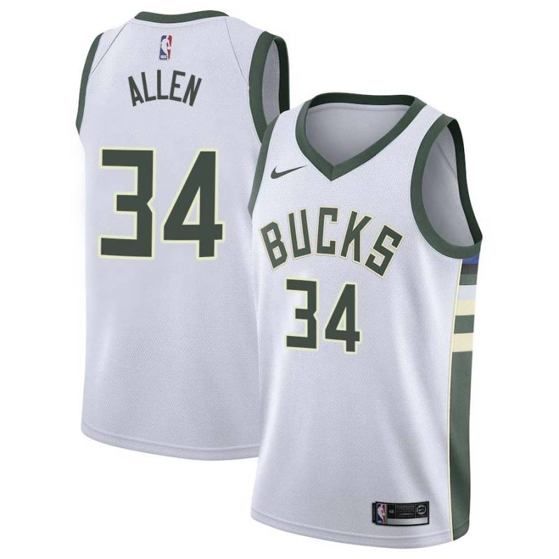 White Ray Allen Bucks #34 Twill Basketball Jersey FREE SHIPPING