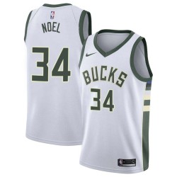 White David Noel Bucks #34 Twill Basketball Jersey FREE SHIPPING