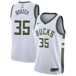 White Bob Boozer Bucks #35 Twill Basketball Jersey FREE SHIPPING