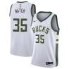 White Swen Nater Bucks #35 Twill Basketball Jersey FREE SHIPPING