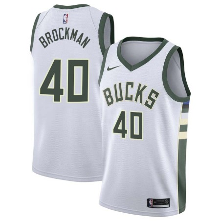 White Jon Brockman Bucks #40 Twill Basketball Jersey FREE SHIPPING