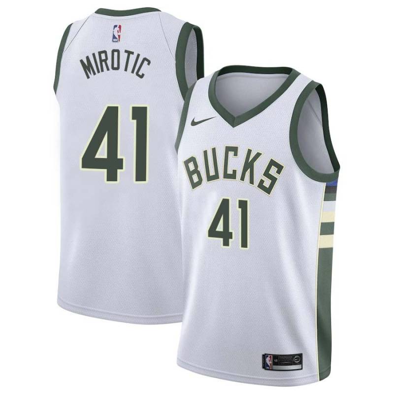 White Nikola Mirotic Bucks #41 Twill Basketball Jersey FREE SHIPPING