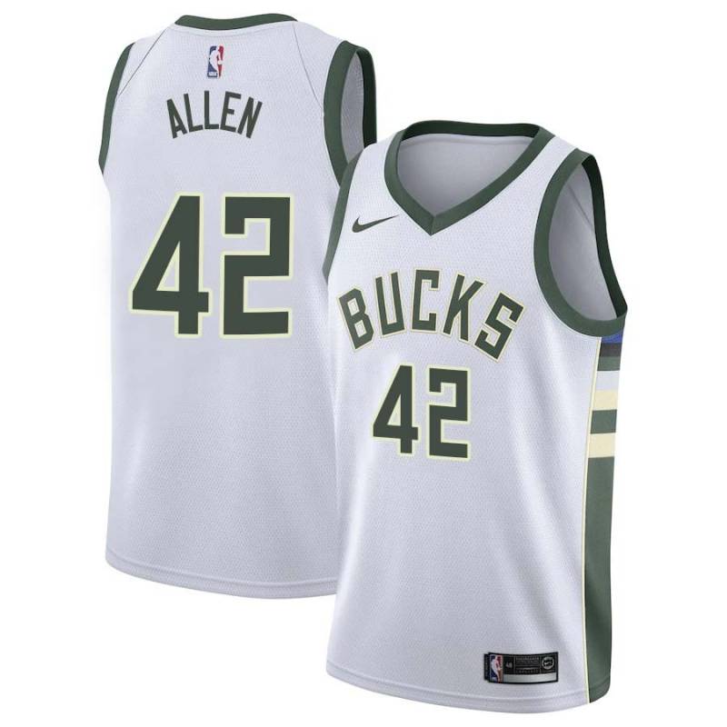 White Lucius Allen Bucks #42 Twill Basketball Jersey FREE SHIPPING