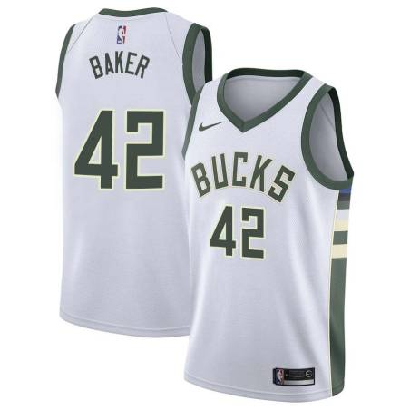 White Vin Baker Bucks #42 Twill Basketball Jersey FREE SHIPPING