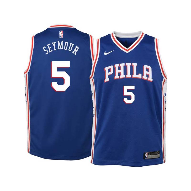 Blue Paul Seymour Twill Basketball Jersey -76ers #5 Seymour Twill Jerseys, FREE SHIPPING