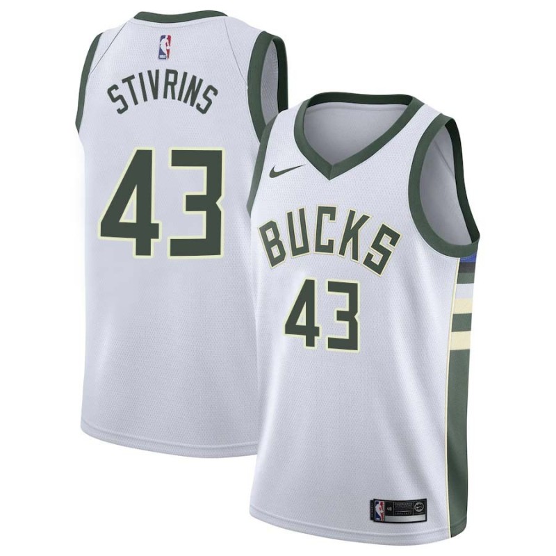 White Alex Stivrins Bucks #43 Twill Basketball Jersey FREE SHIPPING