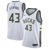 White Alex Stivrins Bucks #43 Twill Basketball Jersey FREE SHIPPING