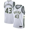 White Thanasis Antetokounmpo Bucks #43 Twill Basketball Jersey FREE SHIPPING