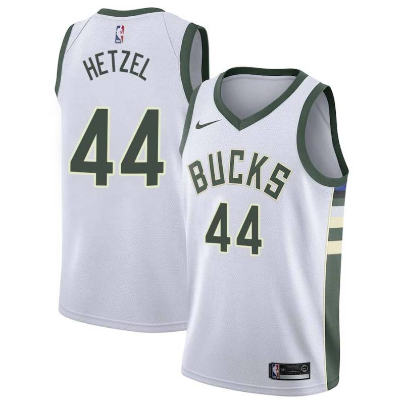 White Fred Hetzel Bucks #44 Twill Basketball Jersey FREE SHIPPING