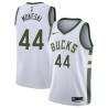 White Paul Mokeski Bucks #44 Twill Basketball Jersey FREE SHIPPING