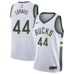 White Brad Lohaus Bucks #44 Twill Basketball Jersey FREE SHIPPING