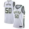 White Dave Popson Bucks #50 Twill Basketball Jersey FREE SHIPPING