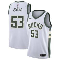 White Alton Lister Bucks #53 Twill Basketball Jersey FREE SHIPPING