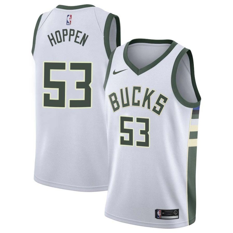 White Dave Hoppen Bucks #53 Twill Basketball Jersey FREE SHIPPING