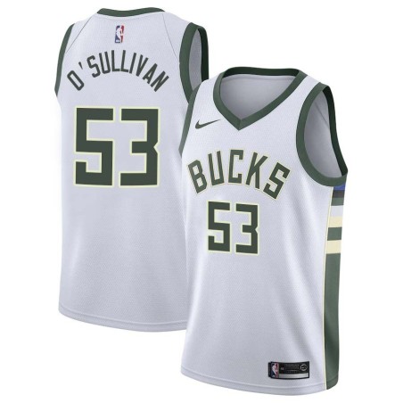 White Dan O'Sullivan Bucks #53 Twill Basketball Jersey FREE SHIPPING