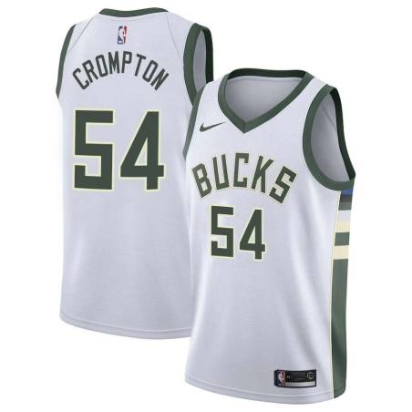 White Geoff Crompton Bucks #54 Twill Basketball Jersey FREE SHIPPING