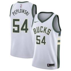 White Mike Peplowski Bucks #54 Twill Basketball Jersey FREE SHIPPING
