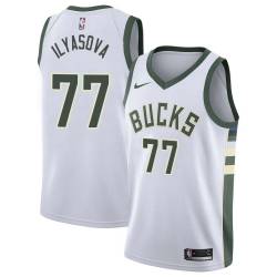 White Ersan Ilyasova Bucks #77 Twill Basketball Jersey FREE SHIPPING