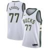 White Ersan Ilyasova Bucks #77 Twill Basketball Jersey FREE SHIPPING