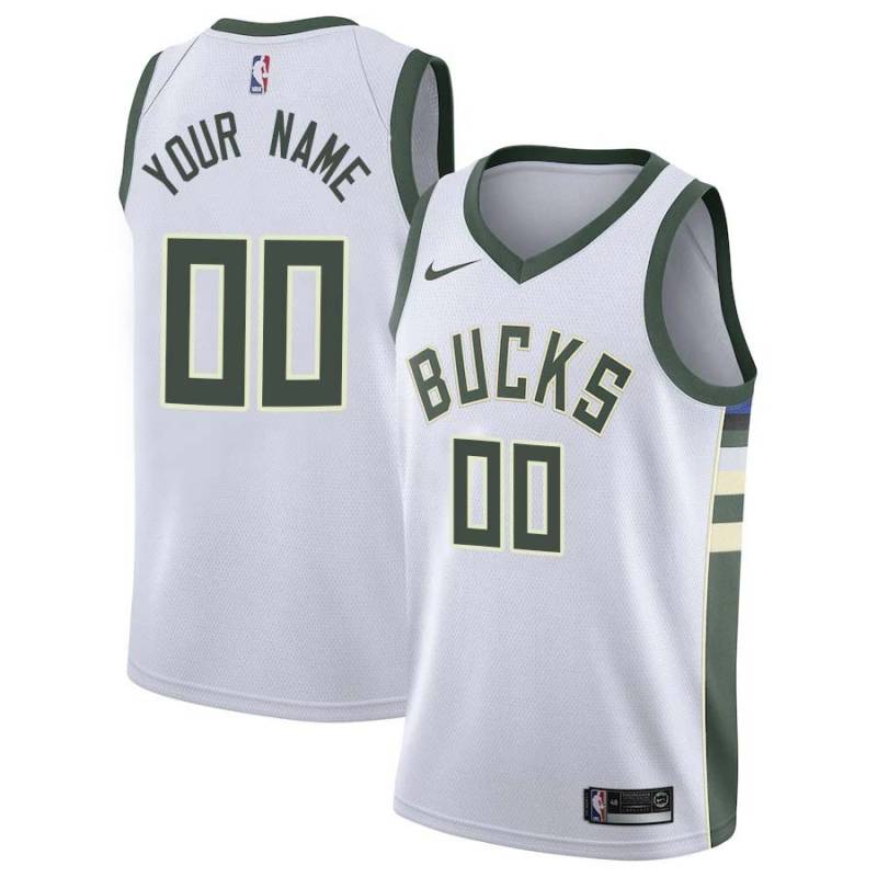 White Milwaukee Bucks Custom Jersey, twill play name/number and team graphics