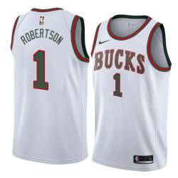 White_Throwback Oscar Robertson Bucks #1 Twill Basketball Jersey FREE SHIPPING