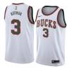 White_Throwback Ken Norman Bucks #3 Twill Basketball Jersey FREE SHIPPING