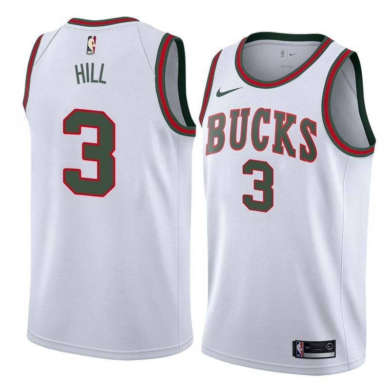 White_Throwback George Hill Bucks #3 Twill Basketball Jersey FREE SHIPPING