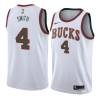 White Greg Smith Bucks #4 Twill Basketball Jersey FREE SHIPPING