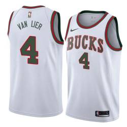 White_Throwback Norm Van Lier Bucks #4 Twill Basketball Jersey FREE SHIPPING