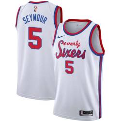 White Classic Paul Seymour Twill Basketball Jersey -76ers #5 Seymour Twill Jerseys, FREE SHIPPING