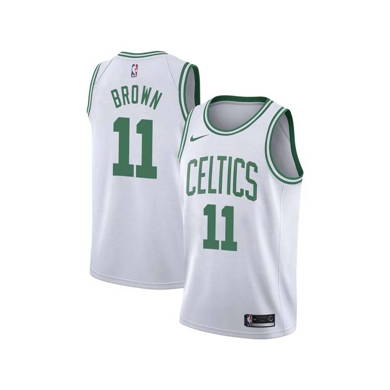 White Randy Brown Twill Basketball Jersey -Celtics #11 Brown Twill Jerseys, FREE SHIPPING