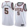 White_Throwback Michael Carter-Williams Bucks #5 Twill Basketball Jersey FREE SHIPPING