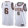 White_Throwback Bill Zopf Bucks #6 Twill Basketball Jersey FREE SHIPPING