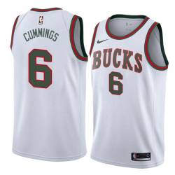 White_Throwback Pat Cummings Bucks #6 Twill Basketball Jersey FREE SHIPPING